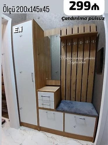 Yeni, 1 qapı, Güzgülü, Digər rəng, Digər material, Açılan, Düz dolab