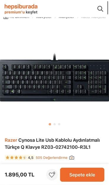 razer: Qara rəngli, tam ölçülü Razer Cynosa Lite klaviaturası. Standart — 4