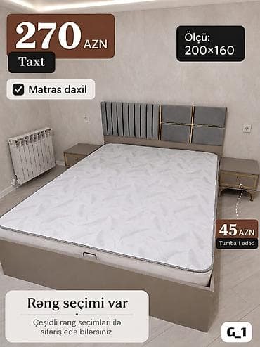 mebel sifarisi: Taxt – 270 AZN - Ölçü: 200×160 - Matras daxildir - Başlıq: yumşaq — 1