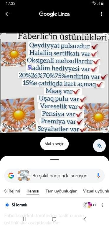 Xidmət: Faberlic şəbəkəsinə qoşulma və məhsul çatdırılma sistemi