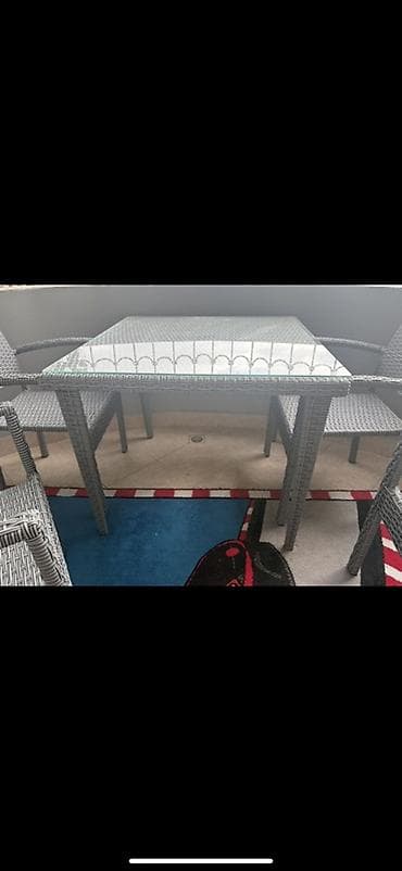 bag masa: Kvadrat masa, 4 stul, Açılmayan, Stullar ilə, Həsir toxunuşlu — 2