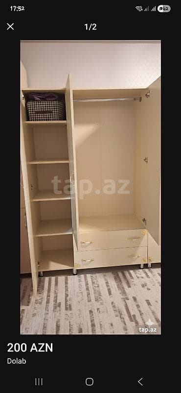 yatağ otağı mebeli: Bej rəngli yataq otağı mebel desti,bir tek carpayi yoxdur. bir eded — 2