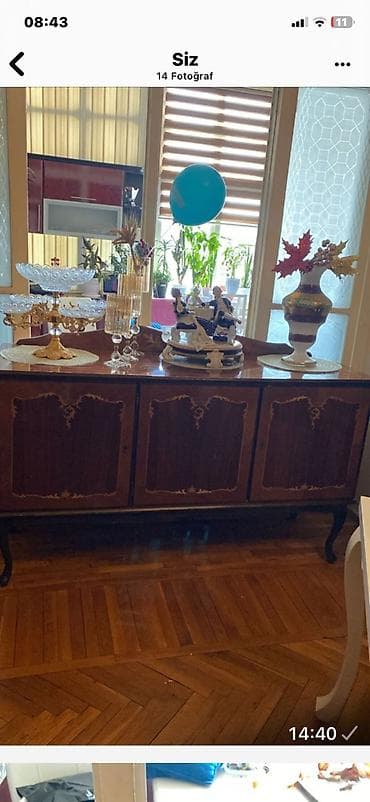 стиль прованс мебель: Klassik üslubda vitrin və bufet dəsti - Material: təbii ağac üzərində — 2