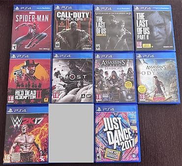 ps4 dualshock: Playstation 4 2 pult + 10 ədəd ps4 + 3 ədəd ps3 diski satılır. Üstündə — 2