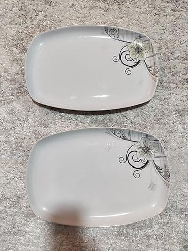 qlobus sekli: Boşqablar, 2 ədədli dəst, rəng - Ağ, Keramika — 1