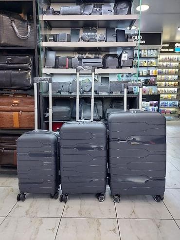 Çamadanlar: Sərfəli və praktik səyahət üçün 3-lü çamadan dəsti - Rəng: tünd boz - — 1