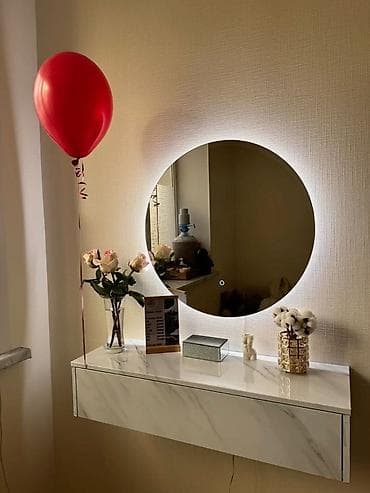 makeup masası: Güzgü Divar üçün, Dairə, Makiyaj üçün, Arxa işıqlı — 2