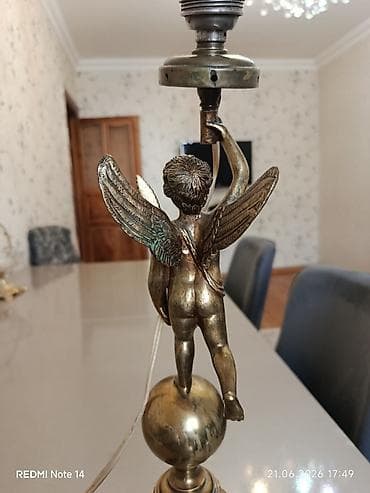 Bürünc dekorativ masa lampası – putto/ mələk fiquru ilə.Avropa — 7