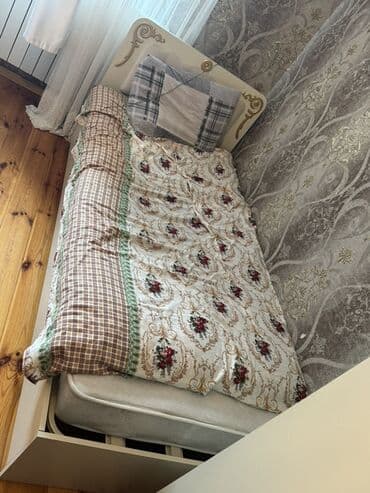 купить двуспальная кровать: Односпальная кровать, Без подьемного механизма, С матрасом, Без выдвижных ящиков — 1