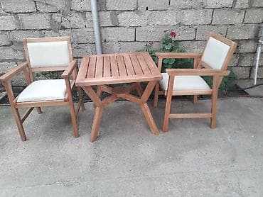 Kvadrat masa, 2 stul, Açılmayan, Stullar ilə, Taxta