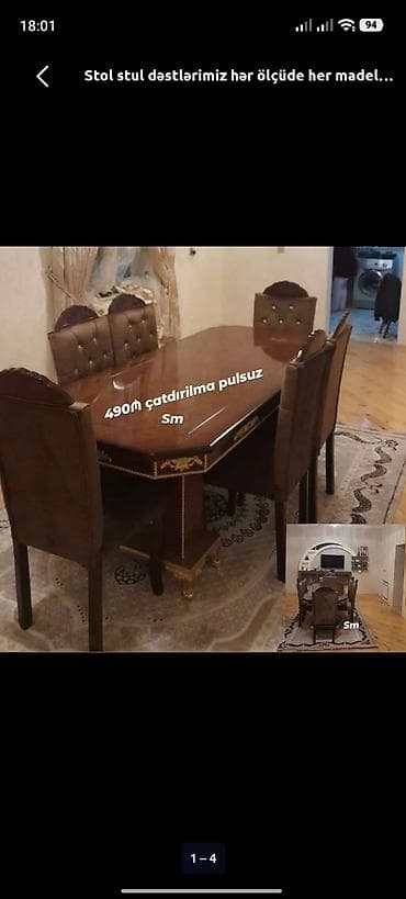 stul bar: Qonaq otağı üçün, Yeni, Açılmayan, Oval masa, 6 stul — 1