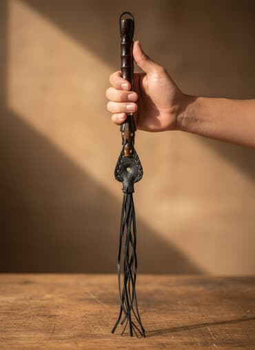 Информатика: Dəri qamçı – dekorativ/aksesuar - Material: cilalanmış taxta qulplu — 2