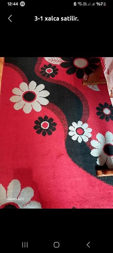 3-1 otaq üçün xalça - Rənglər: qırmızı, qara və ağ tonları - Naxış