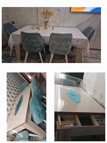 adona mebel: ❤️Masa ve 4 oturacaq ✅Satilir 350 azn. ✅Masa acilir ✅Unvan:Abseron — 1