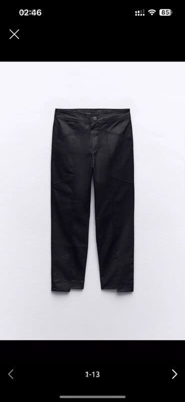 heykelcikler: Zara deri görünümlü qara rəngli, düz biçimli şalvarı. yüngüldür S — 1