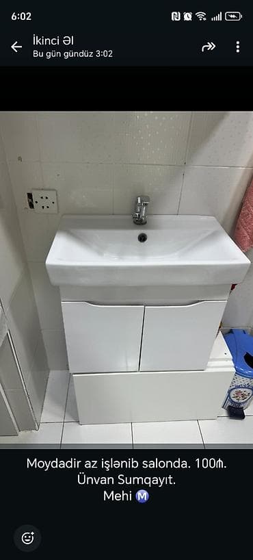 qapi taci: Vanna otağı üçün lavabo və alt dolab dəsti - Material: ağ rəngli — 1