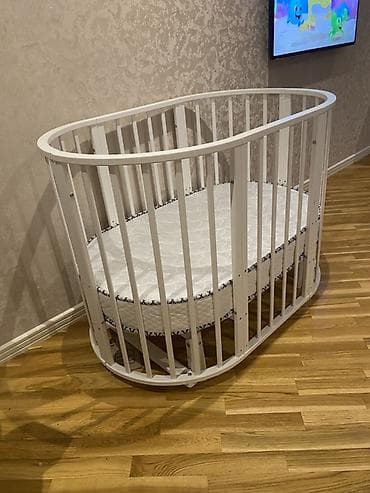 besik matrasi: Oğlan və qız üçün, Yumru, Beşik, Dəstsiz, Matras ilə, Yellənmə mexanizmsiz — 2