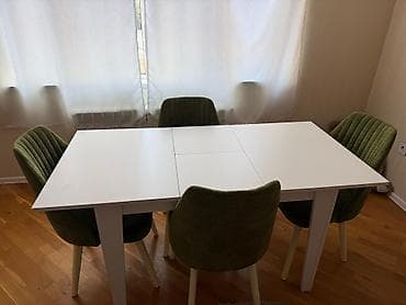 Ağıllı masa və 4 ədəd stul dəsti - Masa: ağ rəngdə, düzbucaqlı forma — 2