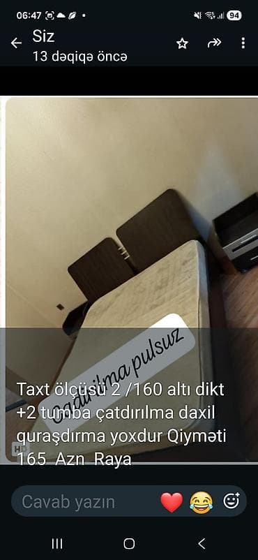 2 divan: Yataq dəsti: taxt və 2 tumba - Taxt ölçüsü: 200 x 160 sm - Alt — 1