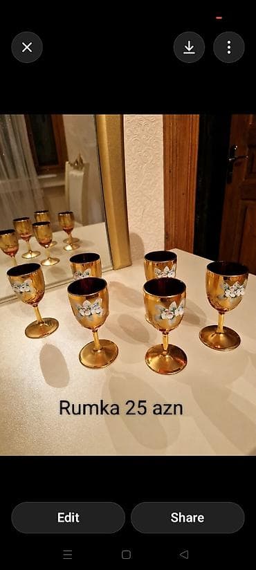 Рюмки, цвет - Золотой, Стекло, Набор из 6 шт. at lalafo.az Рюмки, цвет - Золотой, Стекло, Набор из 6 шт.