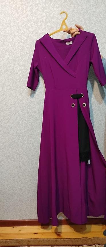 Bənövşəyi rəngli uzun qadın donu - Stil: Maxi, A-kəsim