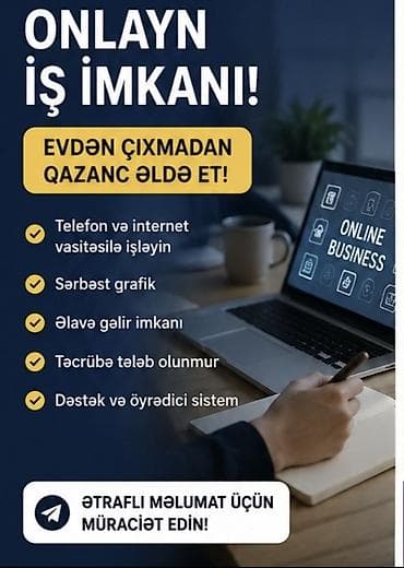 🌟 Xanımlar üçün Mükəmməl İş İmkanı! ✔ Evdən onlayn fəaliyyət ✔ Sadə lalafo.az -da 🌟 Xanımlar üçün Mükəmməl İş İmkanı! ✔ Evdən onlayn fəaliyyət ✔ Sadə