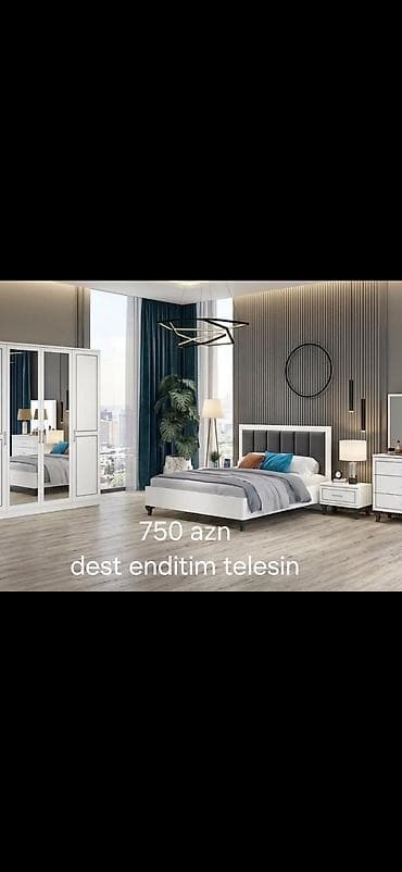 gece lampası: Müasir yataq otağı dəstləri - Komplekt tərkibi: çarpayı (başlıqla), 2 — 3