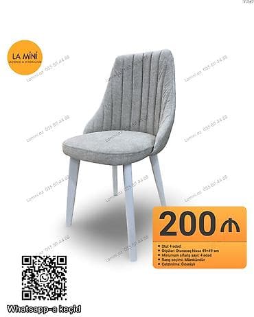 dik: Mətbəx üçün, Qatlanmayan, rəng - Boz Stul — 1