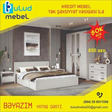 İkinəfərlik çarpayı, Dolab, Komod, 2 tumba, Azərbaycan, Yeni