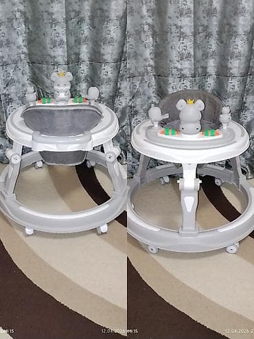 Uşaq gəzdiricisi (walker) – boz-ağ rəngdə, dairəvi baza və çoxmövqeli