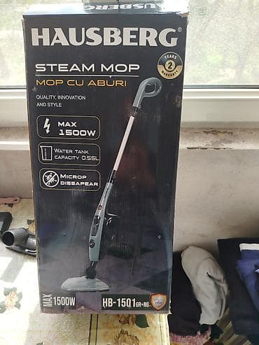 Hausberg HB-1501 GR+NG buxarlı mop - Güc: maksimum 1500 W - Su çəni