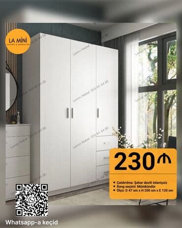 balkon ucun skaflar: Yeni, Açılan, 3 qapılı Düz dolab, Qarderob, paltar dolabı, Azərbaycan — 1