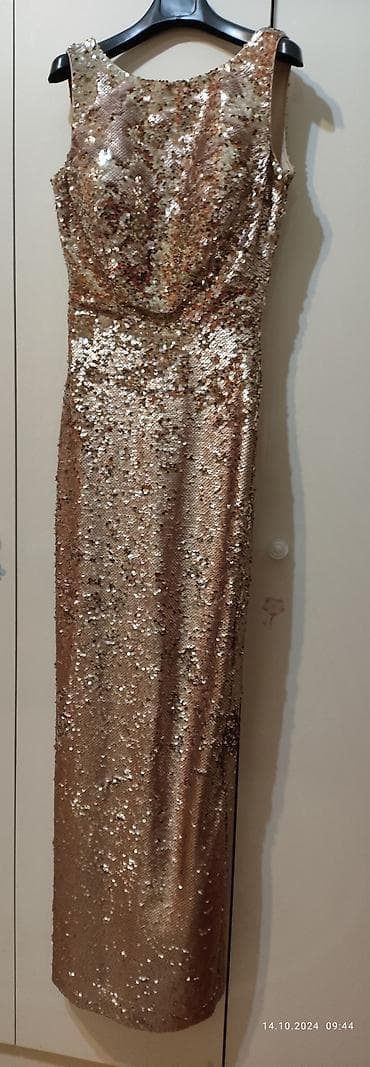 Parıltılı gecə/libas paltarı - Rəng: roz qızılı (rose gold)