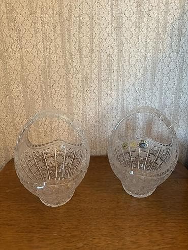 Kənārlı kəsmə naxışlı kristal qablar (2 ədəd) Tom, karobkasizdi. Cutu