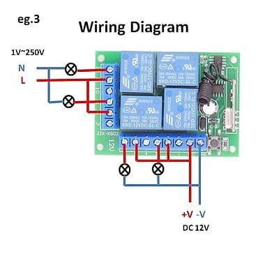 taxda qapl: 433Mhz Universal Simsiz Uzaqdan İdarəetmə AC110V 220V Röle 4CH Modul — 6