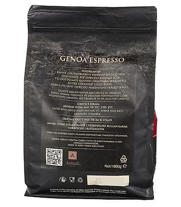kofe adlari: Məhsul: Anisah Coffee – Genoa Espresso, 1000 q (35,27 oz) - Növ — 2