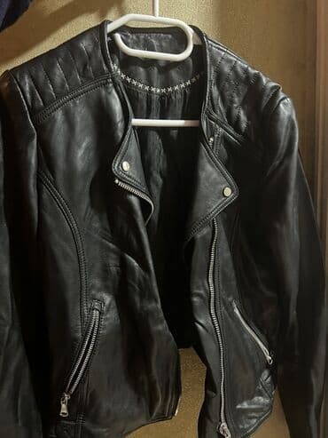 кожаная куртка женская: Qadınlar üçün Massimo Dutti qara dəridən S ölçü moto-stil gödəkçə - — 2