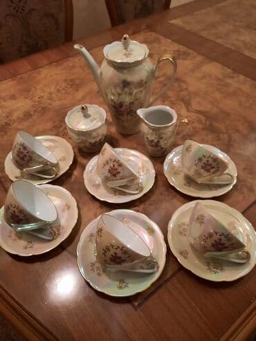 gehve cay destleri: Çay dəsti, rəng - Mavi — 2