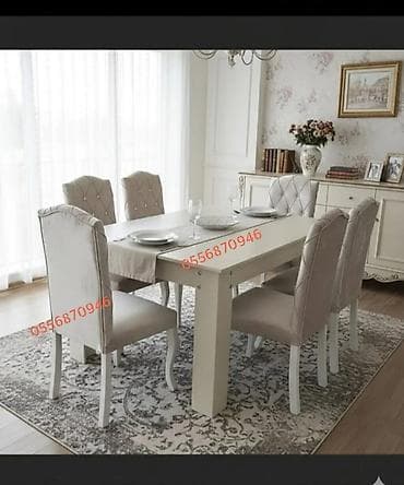 Qonaq otağı üçün, Yeni, Açılmayan, Dördbucaq masa, 6 stul — 7