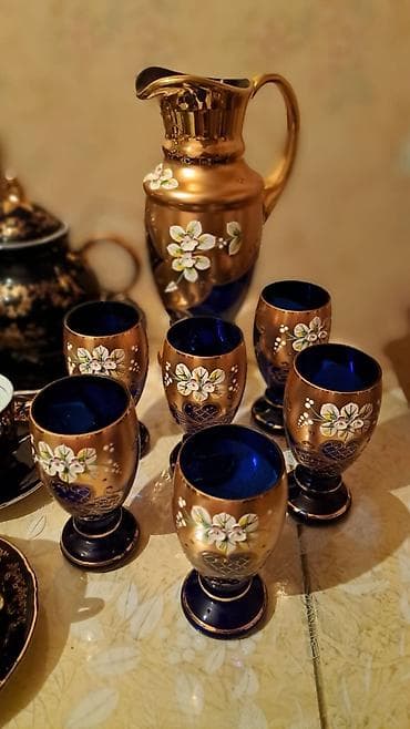 samovar 10 litr: Son qiymetdir Bohemia Crystal (Made in Czechoslovakia) mavi kobalt — 1