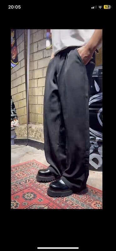 qaqa stili şalvar: TƏZƏDİR HECERƏ GİYİNMİYİB!!!! Qara geniş kəsimli kişi şalvarı - — 1