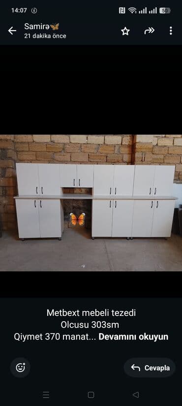 sumqayitda saatliq evler: Metbext mebeli tezedi Olcusu 303sm Qiymet 370 manat Unvan — 1