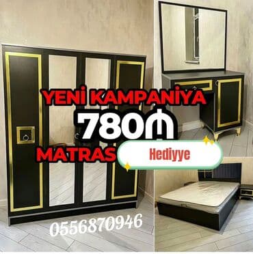 metbex şkafı: İkinəfərlik çarpayı, Dolab, 2 tumba, Azərbaycan, Yeni — 10