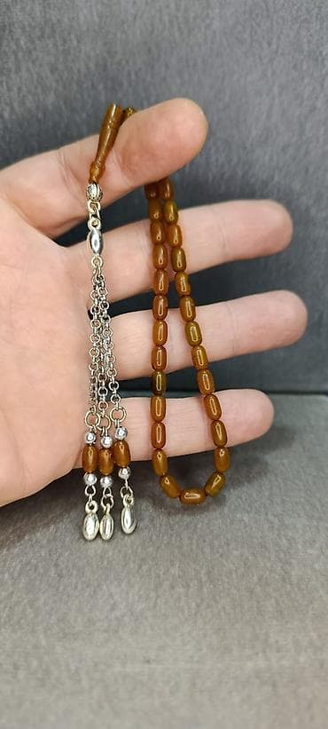 minalı bijuteriyalar: Məhsul: Təsbeh dəsti - Naxışlı metal imaməli və zəncirli təsbeh - — 4