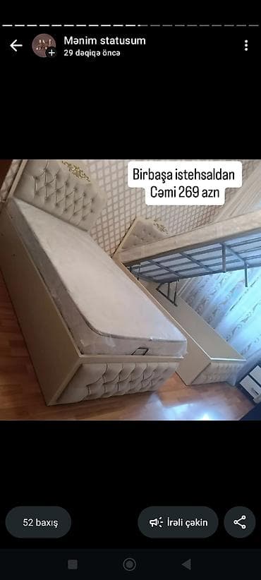 tek krafat: Yeni, Təknəfərlik çarpayı, Bazalı, Matras ilə, Siyirməsiz — 4