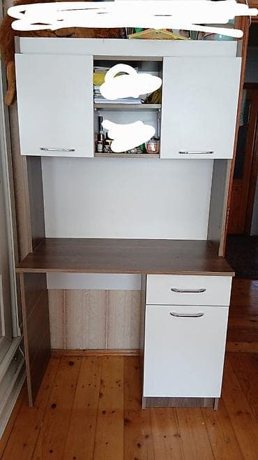 Kompakt iş masası və üst dolablar dəsti - Material: laminat/LDSP