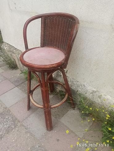 Rattan bar taburesi - Material: təbii rattan/çəpər hörgü arxa dayaq — 7