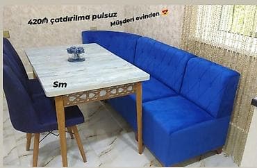 Mətbəx üçün, Yeni, Açılan, Dördbucaq masa, 2 stul