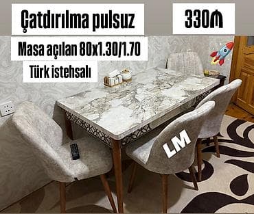 Açılan, Dördbucaq masa, 4 stul