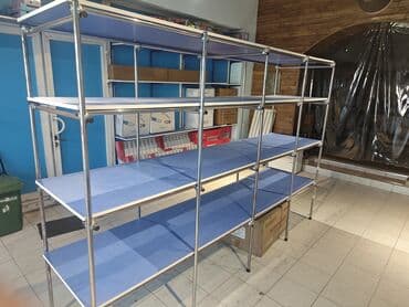 Mağaza və anbar üçün metal karkaslı vitrin/raf sistemi -